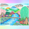 'Pastel Garden View' by Courtney Lyons, Diamond Painting Canvas Kit (142)
