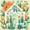'Blooming Greenhouse' by Shari Borba, Diamond Painting Canvas Kit (098)