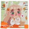 (v1.0) 'Sunflower and the Baby Ghost' by Jessica Maltezo, Diamond Painting Canvas Kit (027)