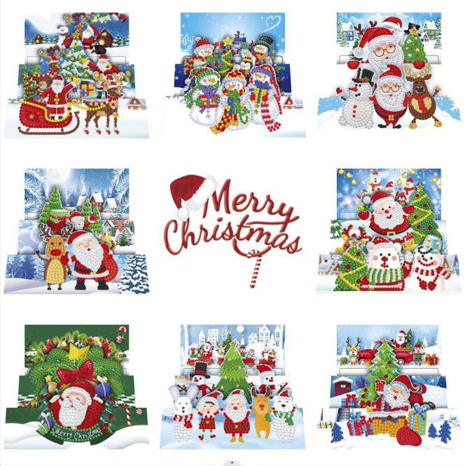 Diamond Painting Christmas Card Kit Santa & Friends Munimade