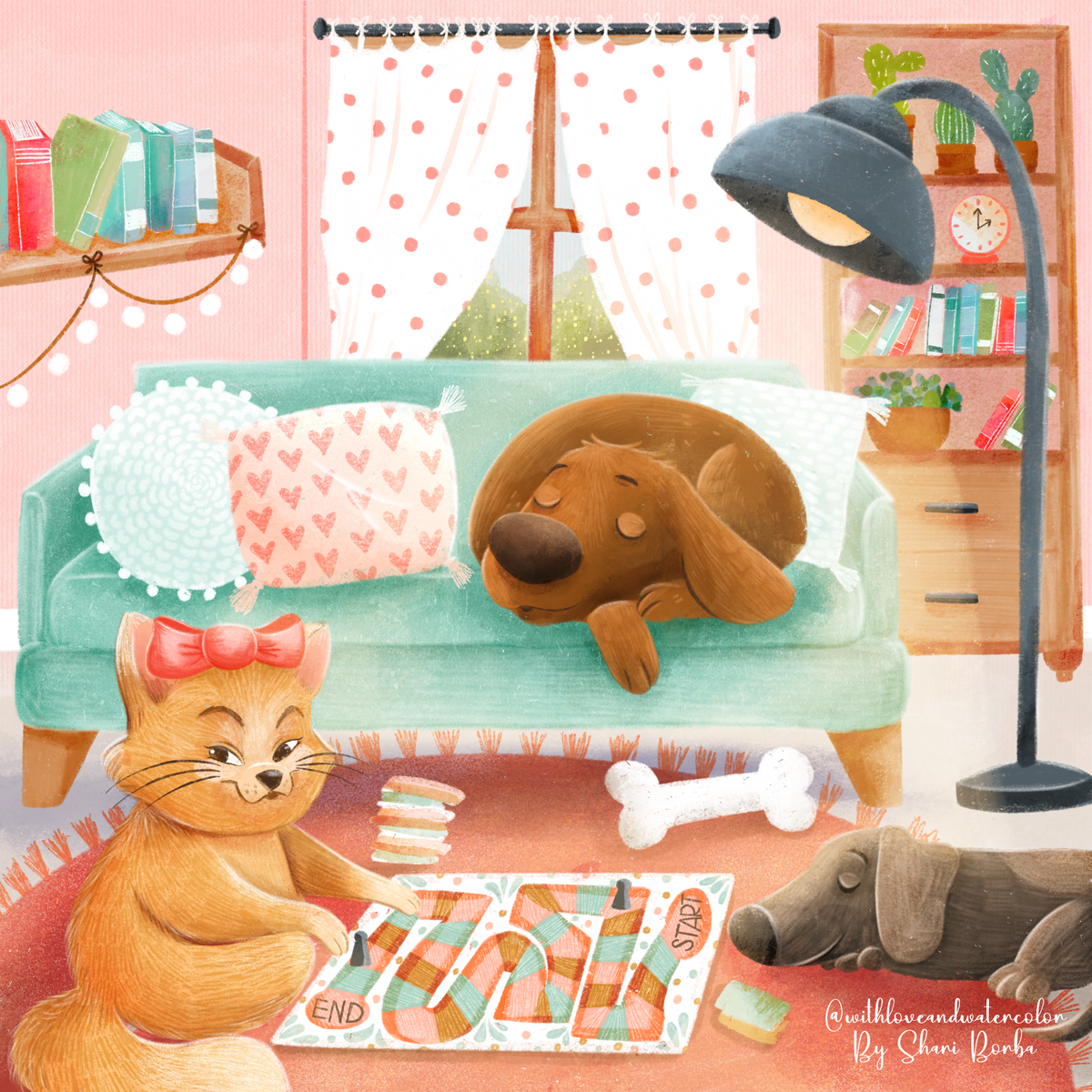 'Pet Games' by Shari Borba, Diamond Painting Canvas Kit (097)